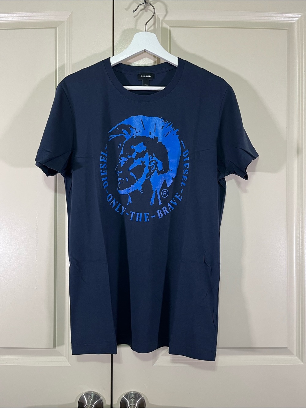 Diesel Navy Short-Sleeve Tee with Bright Blue Logo
